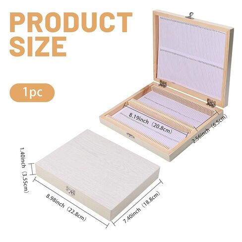 100 Place Microscope Slide Wooden Box Microscope Slide Storage Box with Iron Lock for Experiments Analyses Science, 8.98×7.4×1.4 inch, White in Kuwait
