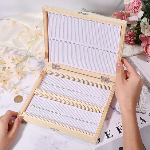 100 Place Microscope Slide Wooden Box Microscope Slide Storage Box with Iron Lock for Experiments Analyses Science, 8.98×7.4×1.4 inch, White in Kuwait