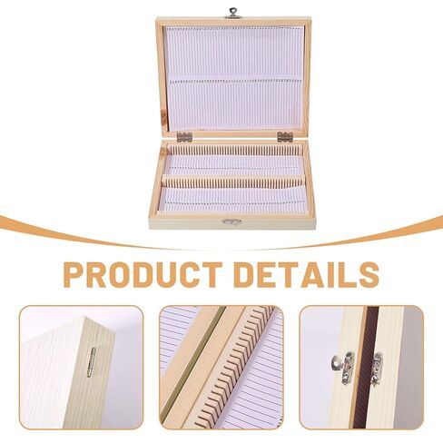 100 Place Microscope Slide Wooden Box Microscope Slide Storage Box with Iron Lock for Experiments Analyses Science, 8.98×7.4×1.4 inch, White in Kuwait