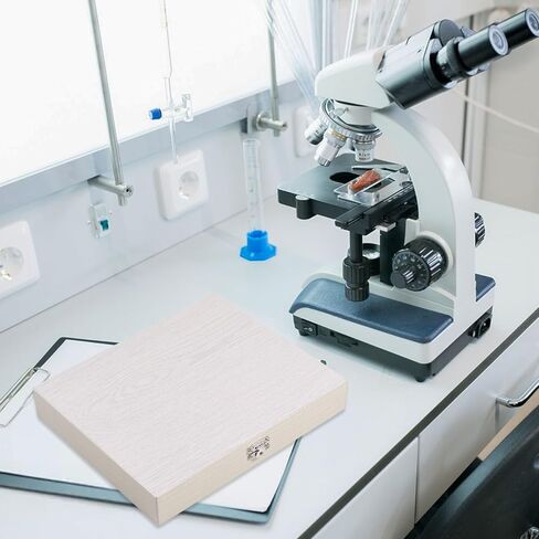 100 Place Microscope Slide Wooden Box Microscope Slide Storage Box with Iron Lock for Experiments Analyses Science, 8.98×7.4×1.4 inch, White in Kuwait