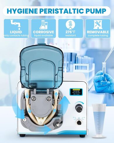 24V Peristaltic Pump Variable Speed 0-800ml/min Intelligent Liquid Dosing Pump 430rpm High Flow Rate OLED Display for Scientific Labs Industrial Applications in Kuwait