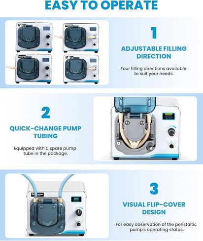 24V Peristaltic Pump Variable Speed 0-800ml/min Intelligent Liquid Dosing Pump 430rpm High Flow Rate OLED Display for Scientific Labs Industrial Applications in Kuwait
