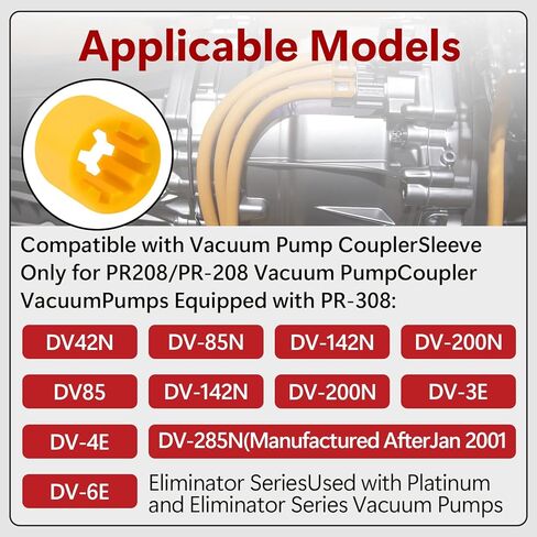 2-Pack PR308 كم قارنة التوصيل لمضخة التفريغ، - استبدال قارنة التوصيل المرن المتوافق مع DV-3E، DV-4E، DV-6E، DV42N، DV-85N، DV-142N، DV-200N، DV-285N وPR208/PR-208 in Kuwait