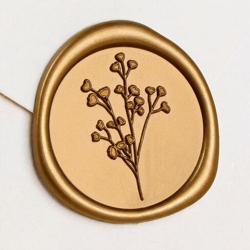 UNIQOOO Wax Seal Stickers - Baby‘s Breath Wedding Invitation Envelope Seal Stickers, Botanical 50 Pcs Self- Adhesive Antique Gold Stickers, Perfect for Invitation, Gift Wrapping, Crafts (Blush Pink) in Saudi Arabia