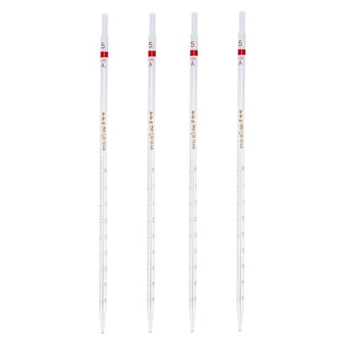 4pcs 5ml Glass Measuring Pipettes with Ring Mark Graduated Straws for Laboratory Fluid Transfer and Chemical Experiments in Saudi Arabia