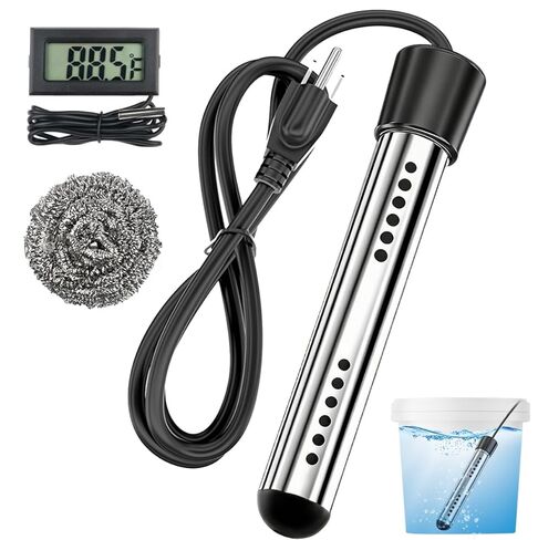 2000W Immersion Water Heater, Portable Electric Water Heater with 304 Stainless Steel & LCD Thermometer – Rapidly Heat 5 Gallons of Water in Minutes for Buckets, Bathtubs & Small Pools in Saudi Arabia