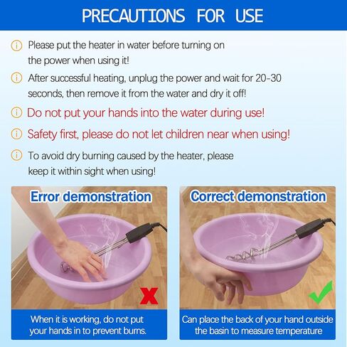 2 حزمة 1000 واط 110 فولت المحمولة الغمر سخان المياه الكهربائية للتخييم، حمام سباحة قابل للنفخ، حوض الاستحمام، دلو الماء التدفئة in Kuwait