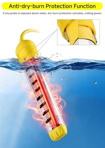 1800W Submersible Water Heater with Anti-Dry-Burn & Auto Shut-Off, Portable Immersion Heater with Timer and Temperature Control - for Bathtubs, Inflatable Pools, Camping Buckets (120V) in Saudi Arabia