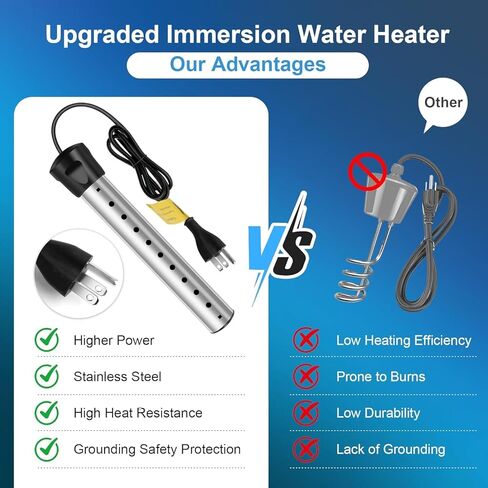 B013 سخان مياه غاطس، سخان مياه ساخن محمول بقدرة 2000 واط مع ميزان حرارة LCD رقمي، سخان دلو مع واقي 304 SS، تسخين سريع لحمامات السباحة الصغيرة، أحواض الاستحمام، الدلاء، الخزانات in Kuwait
