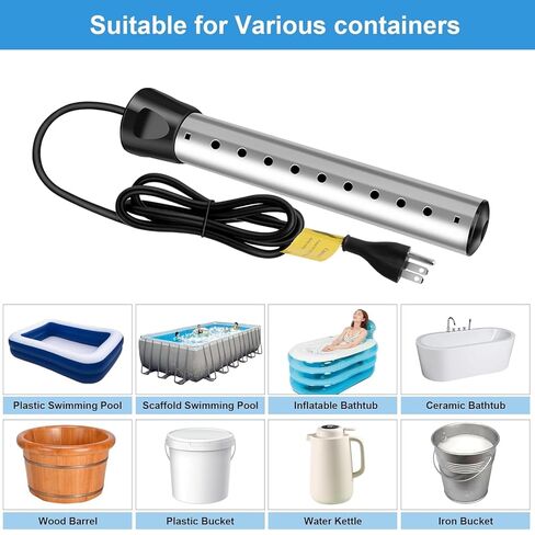 B013 سخان مياه غاطس، سخان مياه ساخن محمول بقدرة 2000 واط مع ميزان حرارة LCD رقمي، سخان دلو مع واقي 304 SS، تسخين سريع لحمامات السباحة الصغيرة، أحواض الاستحمام، الدلاء، الخزانات in Kuwait