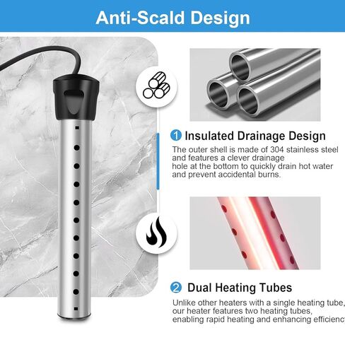 B013 سخان مياه غاطس، سخان مياه ساخن محمول بقدرة 2000 واط مع ميزان حرارة LCD رقمي، سخان دلو مع واقي 304 SS، تسخين سريع لحمامات السباحة الصغيرة، أحواض الاستحمام، الدلاء، الخزانات in Kuwait