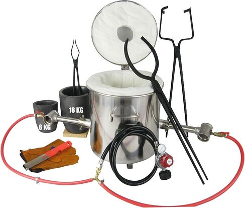 16KG(35LBs) Large Capacity Propane Furnace w/Tongs & Crucible for Gold Silver Jewelry Making Foundry Furnace Kiln Metal Smelter Scrap Metal Recycle in Kuwait