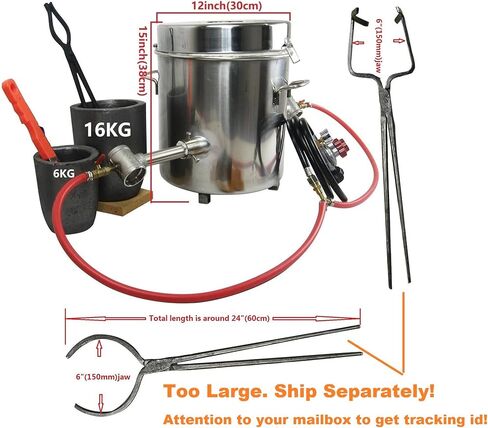 16KG(35LBs) Large Capacity Propane Furnace w/Tongs & Crucible for Gold Silver Jewelry Making Foundry Furnace Kiln Metal Smelter Scrap Metal Recycle in Kuwait