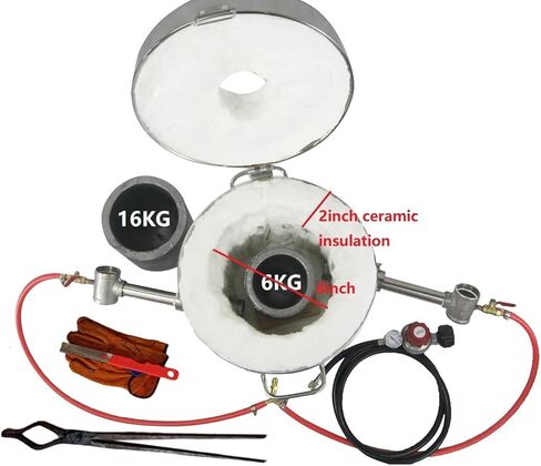 16KG(35LBs) Large Capacity Propane Furnace w/Tongs & Crucible for Gold Silver Jewelry Making Foundry Furnace Kiln Metal Smelter Scrap Metal Recycle in Kuwait