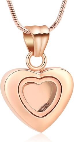 zeqingjw Cremation Heart Urn Ashes Necklace for Women Men Stainless Steel Memorial Ash Keepsake Pendant Cremation Jewelry in Kuwait
