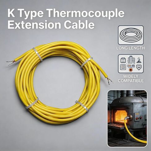 سلك مزدوج حراري من النوع K 10 ياردات سلك حراري سيليكون مرن أصفر نطاق درجة الحرارة: -50 درجة فهرنهايت إلى 2000 درجة فهرنهايت in Kuwait