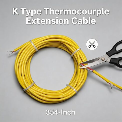 سلك مزدوج حراري من النوع K 10 ياردات سلك حراري سيليكون مرن أصفر نطاق درجة الحرارة: -50 درجة فهرنهايت إلى 2000 درجة فهرنهايت in Kuwait