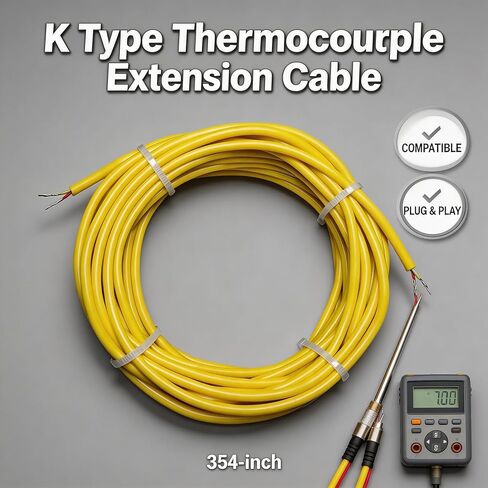 سلك مزدوج حراري من النوع K 10 ياردات سلك حراري سيليكون مرن أصفر نطاق درجة الحرارة: -50 درجة فهرنهايت إلى 2000 درجة فهرنهايت in Kuwait