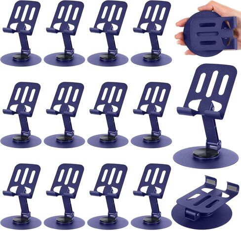 Geelin 12 Pcs Dual Folding Cell Phone Stand 360 Adjustable Foldable Desktop Phone Holder Rotating Desktop Stand Lightweight Grey Aluminum Base for Desk Compatible with All Tablet in Saudi Arabia