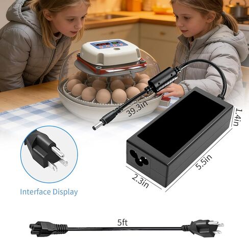 12V 5A Power Adapter for Egg Incubator, Compatible with Nurture Right 360° Incubator & Hatching Egg Incubators, Universal AC/DC Charger Power Supply with Power Cord in Kuwait