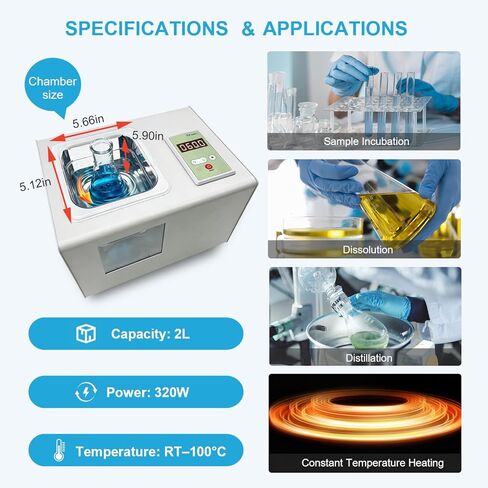 حمام مائي للمختبر سعة 2 لتر مع مضخة دوارة، ونوافذ عرض ثلاثية الجوانب، والتحكم في درجة الحرارة PID حتى 100 درجة مئوية، وحمام مائي مختبري ترموستاتي مع مؤقت ووضع مستمر، وحماية من الحروق الجافة in Kuwait