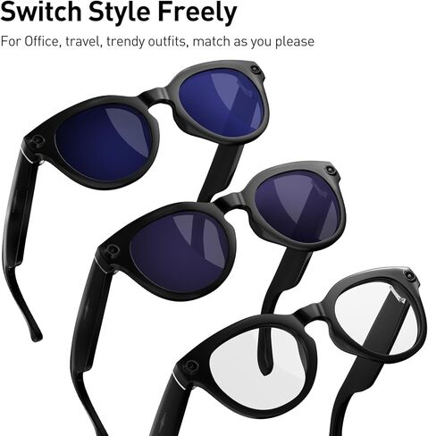 نظارات Bluetooth للنساء والرجال - نظارات ذكية مع مكبر صوت مفتوح ، التحكم في اللمس ، تصفية الضوء الأزرق in Kuwait