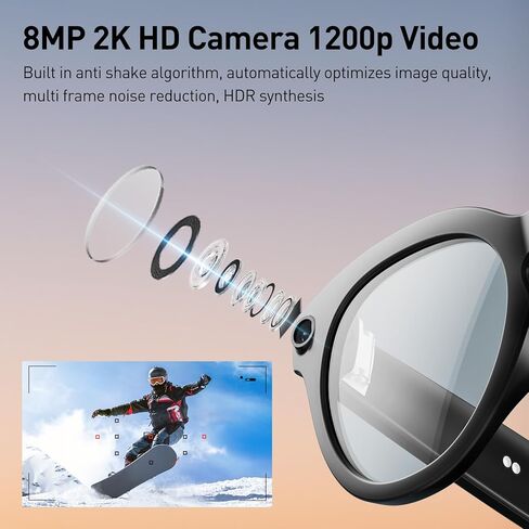 نظارات Bluetooth للنساء والرجال - نظارات ذكية مع مكبر صوت مفتوح ، التحكم في اللمس ، تصفية الضوء الأزرق in Kuwait