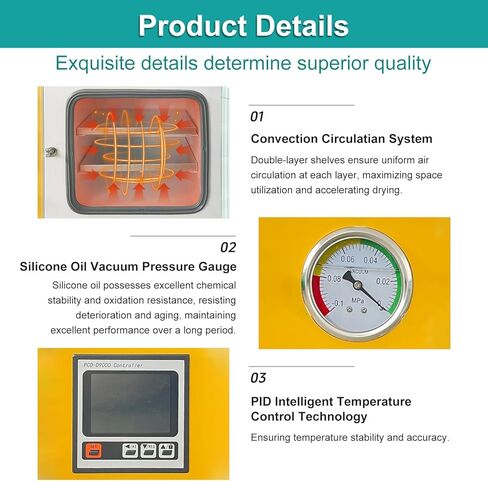 0.9Cubic Feet Vacuum Drying Oven- 12x12x11 Inch Chamber, Temperature Control, RT+10℃-250℃，Vacuum Oven Large Capacity Vacuum Drying Oven for Laboratory And Industrial in Saudi Arabia
