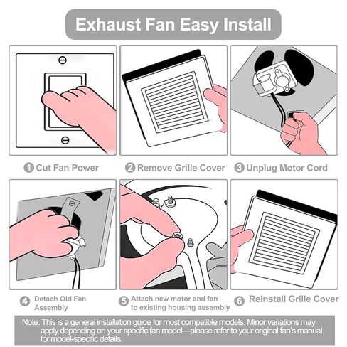 Universal Bathroom Exhaust Fan Motor Kit - 120V 50CFM for Nu-Tone & Br-oan, Bathroom Vent Fan with Blower Wheel, Third Generation, Enhanced Performance in Kuwait