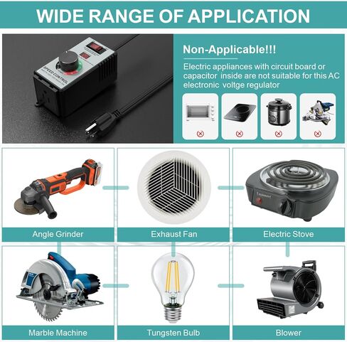 وحدة تحكم في سرعة محرك التيار المتردد عالية السعة 120 فولت 15 أمبير 4000 وات - منظم سرعة متغير عالمي مع حماية متقدمة من التحميل الزائد وشاشة LED ساطعة للمراوح وأدوات الطاقة والمزيد in Kuwait