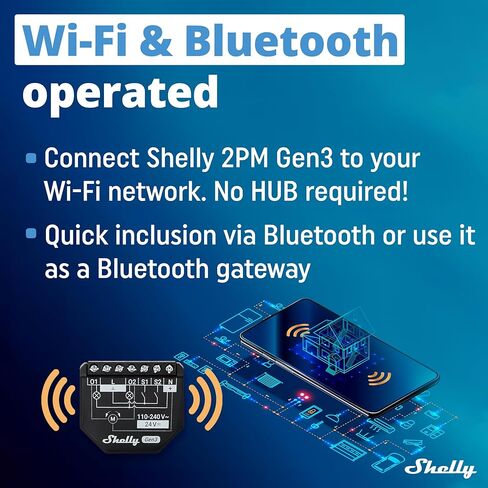 Shelly 2PM Gen3 | WiFi 2-Channel Smart Relay Switch with Power Metering | Home Automation | Roller Shutters, Blinds, Gates Control | Remote Control | Alexa & Google Home | iOS Android App in Kuwait