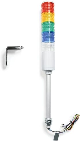 Signaworks LED 5 Stack Tower Light 120 VAC, Steady, Red/Amber/Green/Blue/Clear - Andon Tower Light, 10 Inch Threaded Pole, Nuts and Right-Angle Bracket Only - (NO Power Cord OR Controls Included) in Saudi Arabia