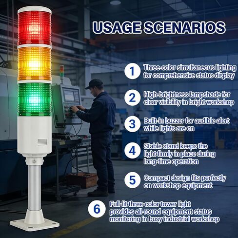 LED Andon Tower Lights Industrial Signal Tower 4 Stack Red/Yellow/Green IP65 Plug Play Switch Factory in Kuwait