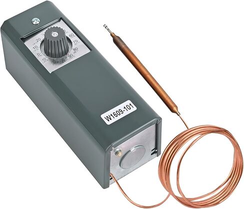 جهاز تحكم في درجة الحرارة عن بعد - 30 درجة فهرنهايت إلى 90 درجة فهرنهايت (-34 درجة مئوية إلى 32 درجة مئوية) ترموستات ميكانيكي مع لمبة شعرية عن بعد بطول 5 أقدام، التحكم في درجة الحرارة للمجمدات والمبردات، W1609-101 in Kuwait