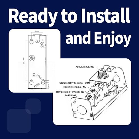 جهاز تحكم في درجة الحرارة عن بعد - 30 درجة فهرنهايت إلى 90 درجة فهرنهايت (-34 درجة مئوية إلى 32 درجة مئوية) ترموستات ميكانيكي مع لمبة شعرية عن بعد بطول 5 أقدام، التحكم في درجة الحرارة للمجمدات والمبردات، W1609-101 in Kuwait