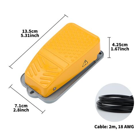 XURUI UL Certified Momentary Foot Pedal Switch XF-4, Industrial Aluminum Power Control, 15A 120VAC, Waterproof Electric Corded Pedal, Non-Slip Base, 2m Extension Cord in Kuwait