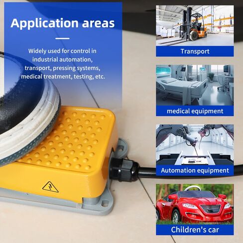 XURUI UL Certified Momentary Foot Pedal Switch XF-4, Industrial Aluminum Power Control, 15A 120VAC, Waterproof Electric Corded Pedal, Non-Slip Base, 2m Extension Cord in Kuwait