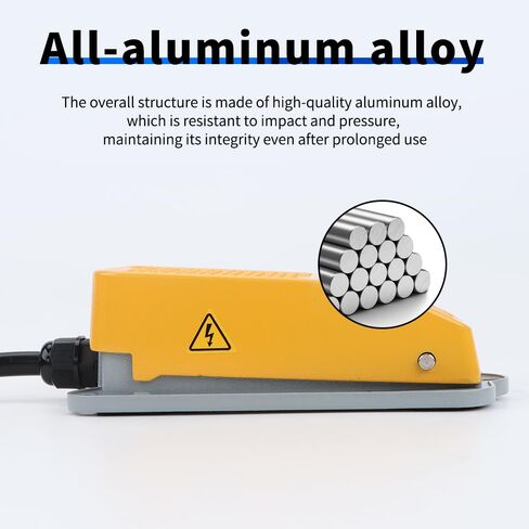 XURUI UL Certified Momentary Foot Pedal Switch XF-4, Industrial Aluminum Power Control, 15A 120VAC, Waterproof Electric Corded Pedal, Non-Slip Base, 2m Extension Cord in Kuwait