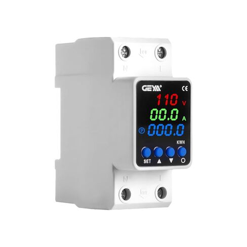 GEYA Adjustable Over & Under Voltage Protection Device Digital Display Voltage Current KWH Protector 220V Din Rail(GPS6-VA5,63A) in Kuwait