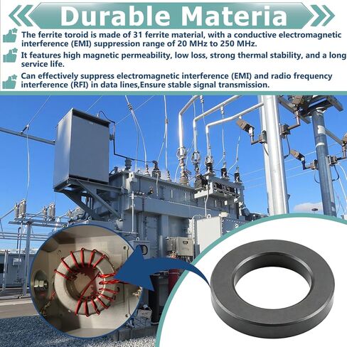 Compatible with FT-240-31 Toroid Ferrite Core - 2.4" Black Ring Ferrite- EMI Suppression RFI Reduction Choke Inductors | Toroidal Ferrite Cores for Transformers and Inductors in Saudi Arabia
