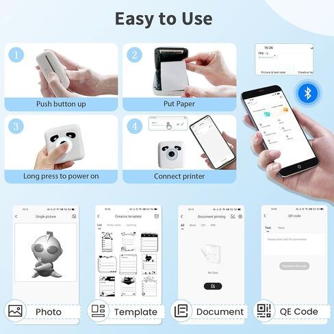 طابعة محمولة للسفر ، طابعة لاسلكية غير مجدية ، طابعات حرارية بلوتوث المتنقلة متوافقة مع iOS و Android ، دعم لرسالة أمريكية 8.5 × 11 ، ومكتب ، المنزل ، المدرسة in Kuwait