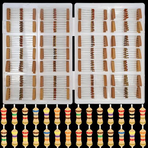 EEEEE 1/4 وات 28 قيمة 560 قطعة مع مجموعة متنوعة من مقاوم الكربون 5% ومجموعة متنوعة صناعية كهربائية K Ohm لأضواء LED (2.2 أوم - 1 متر أوم) in Kuwait