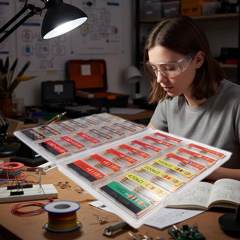 EEEEE 1/4 وات 28 قيمة 560 قطعة مع مجموعة متنوعة من مقاوم الكربون 5% ومجموعة متنوعة صناعية كهربائية K Ohm لأضواء LED (2.2 أوم - 1 متر أوم) in Kuwait