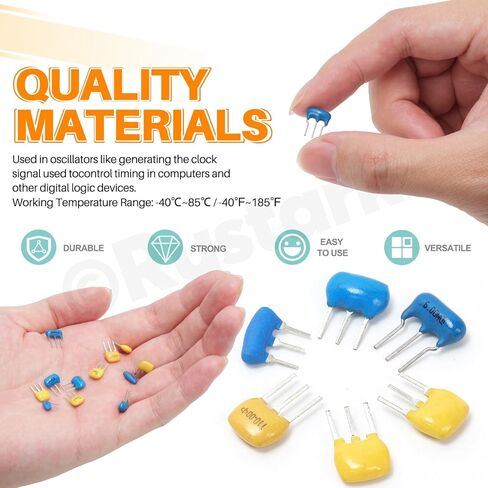 54Pcs 6 Types 3 Pin DIP Ceramic Resonator Crystal Oscillator Assortment Kit Including 4MHZ, 6MHZ, 8MHZ, 10MHZ, 16MHZ, 20MHZ for Electronic Devices in Saudi Arabia