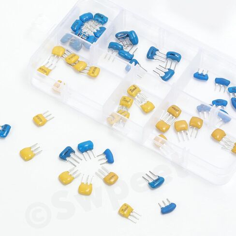 Swpeet 54Pcs 6 Values Blue 4MHz 6MHz 8MHz Yellow 10MHz 16MHz 20MHz 3 Pin DIP Ceramic Resonator Crystal Oscillator Assortment Kit, Ceramic Resonator Kit for Oscillators in Saudi Arabia