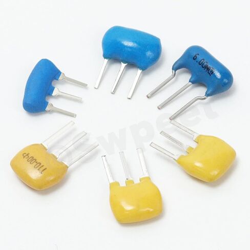 Swpeet 54Pcs 6 Values Blue 4MHz 6MHz 8MHz Yellow 10MHz 16MHz 20MHz 3 Pin DIP Ceramic Resonator Crystal Oscillator Assortment Kit, Ceramic Resonator Kit for Oscillators in Saudi Arabia