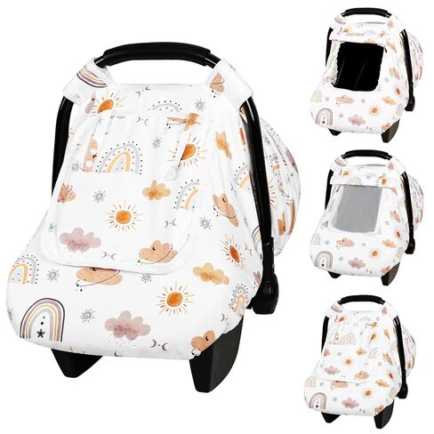 CARUILI Winter Baby Car Seat Cover, Minky Infant Car Seat Covers for Babies, Cozy and Warm, Windproof & Cozy Carseat Cover Boy with Peep Window, for Protecting Baby from Wind & Sun (Woodland Animals) in Kuwait