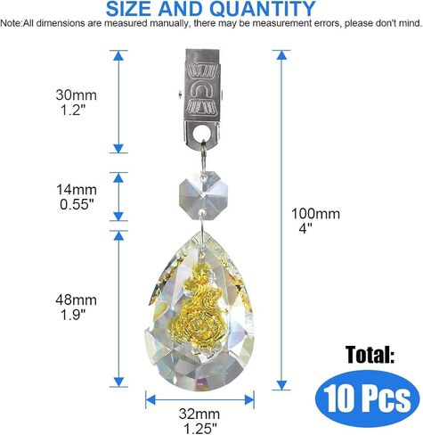 Glarks 10Pcs Gold Rose Shape AB Crystal Glass Prisms Pendant Tablecloth Weights with 10pcs Metal Clip for Outdoor Garden Party Picnic Tablecloths in Saudi Arabia
