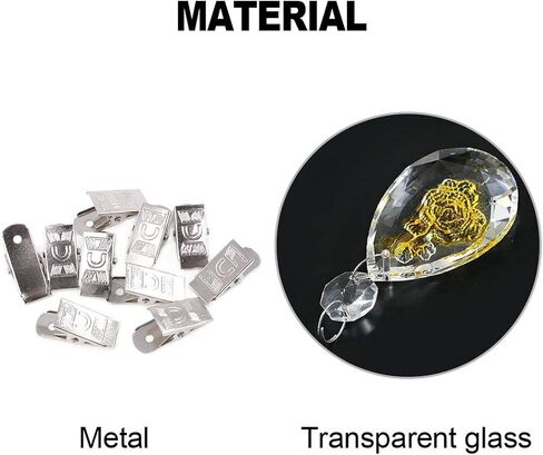 Glarks 10Pcs Gold Rose Shape AB Crystal Glass Prisms Pendant Tablecloth Weights with 10pcs Metal Clip for Outdoor Garden Party Picnic Tablecloths in Saudi Arabia