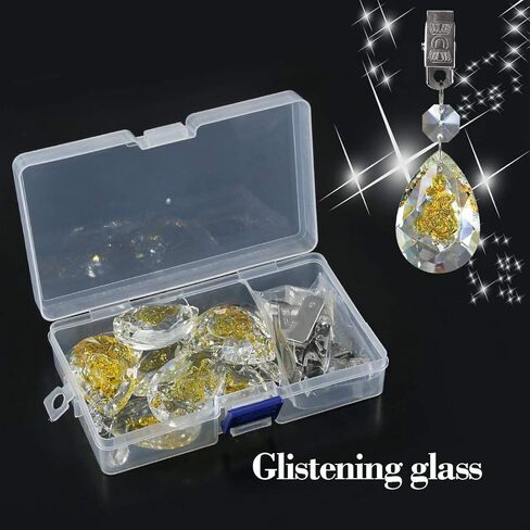 Glarks 10Pcs Gold Rose Shape AB Crystal Glass Prisms Pendant Tablecloth Weights with 10pcs Metal Clip for Outdoor Garden Party Picnic Tablecloths in Saudi Arabia